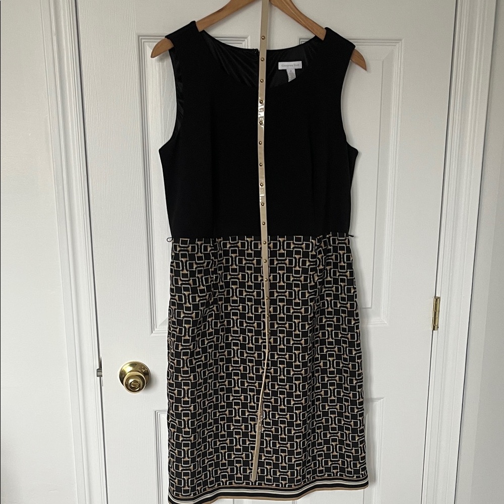 Charter Club Black and Tan Patterned Midi Dress